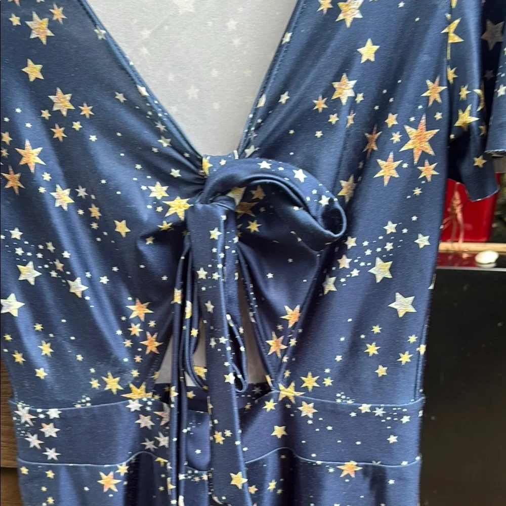 Starry Blue romper with Tie Detail - Picture 2 of 8